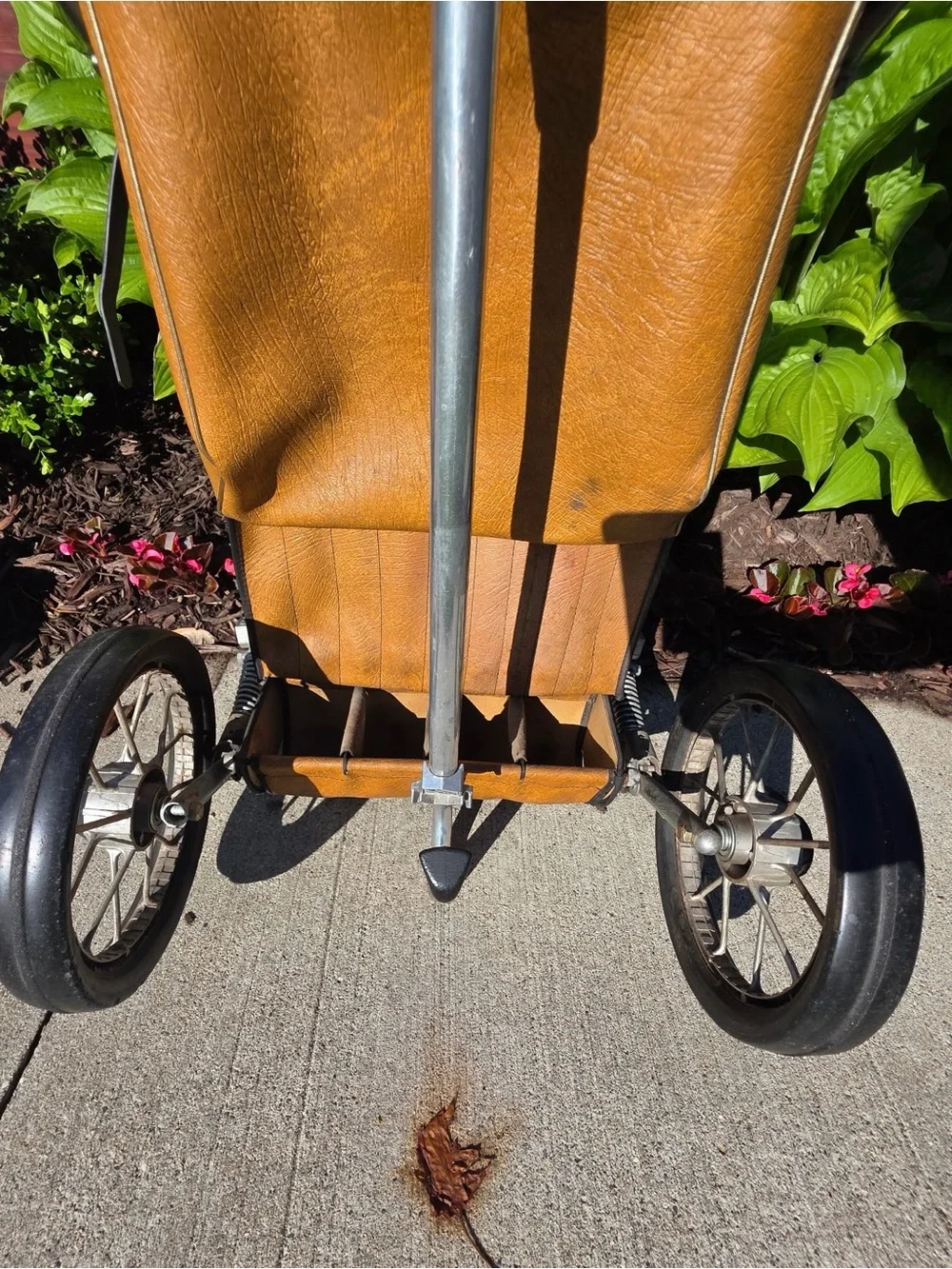 Vintage AJAY Riviera Deluxe Golf Bag/Cart | Collapsible Aluminum Tan Vinyl
